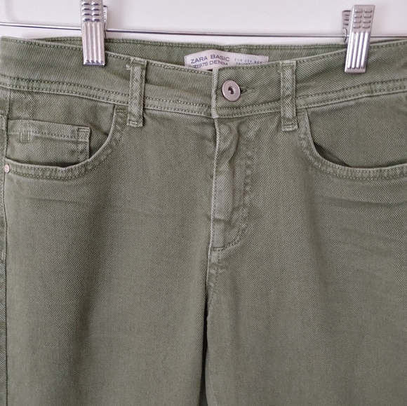 🌞Zara Basic Denim Army Green Jeans ~ Size 02 - Picture 3 of 9